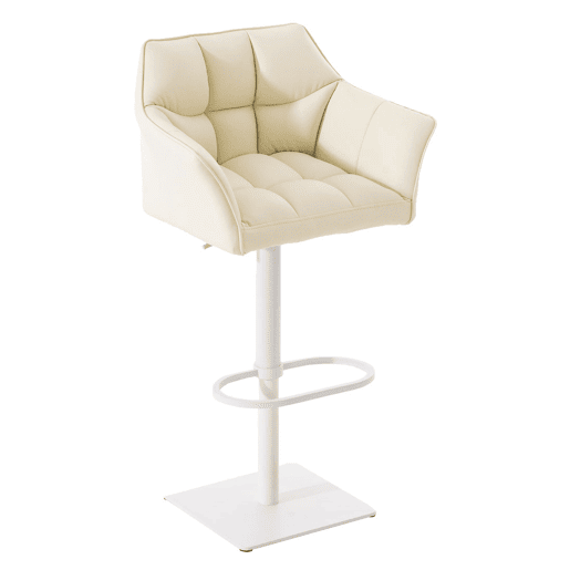Juego de 2 taburetes de bar Damaso de polipiel Simil cuero Crema 45X64X88 cm