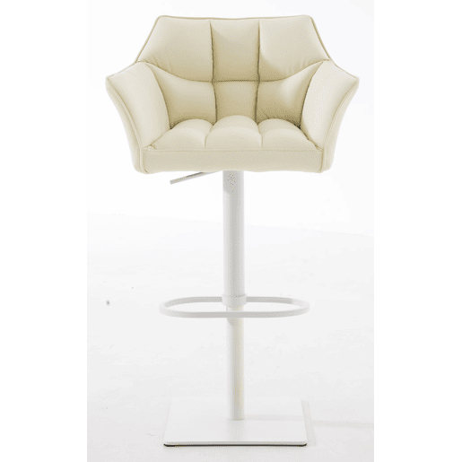 Juego de 2 taburetes de bar Damaso de polipiel Simil cuero Crema 45X64X88 cm