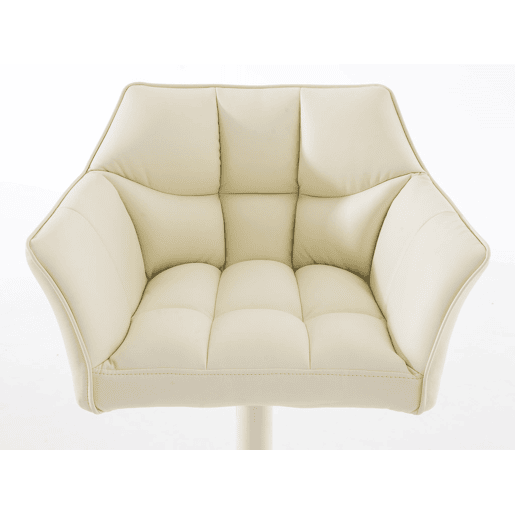 Juego de 2 taburetes de bar Damaso de polipiel Simil cuero Crema 45X64X88 cm