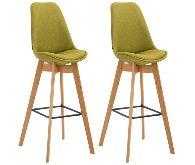 Set de 2 taburetes de bar metz tapizados en tela 48x56x112cm