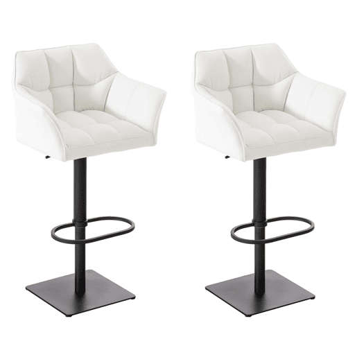 Juego de 2 taburetes de bar Damaso de polipiel Simil cuero Blanco 45X64X88 cm