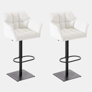 Juego de 2 taburetes de bar Damaso de polipiel Simil cuero Blanco 45X64X88 cm