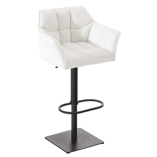 Juego de 2 taburetes de bar Damaso de polipiel Simil cuero Blanco 45X64X88 cm