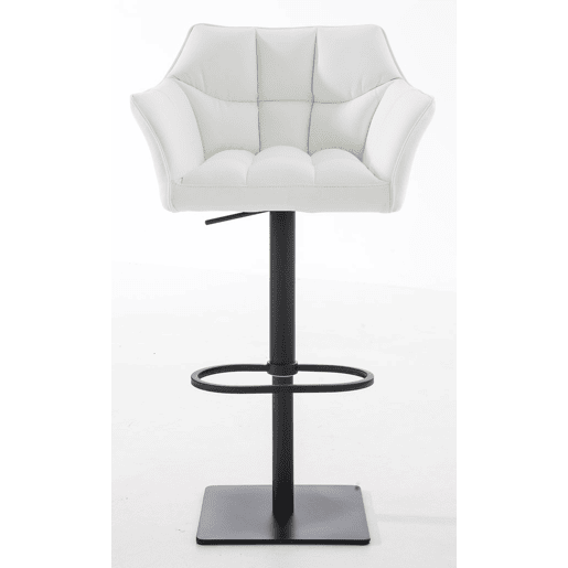 Juego de 2 taburetes de bar Damaso de polipiel Simil cuero Blanco 45X64X88 cm