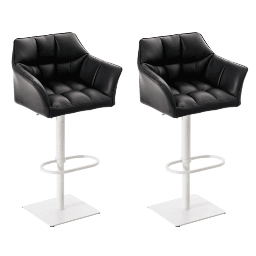 Juego de 2 taburetes de bar Damaso de polipiel Simil cuero Negro 45X64X88 cm