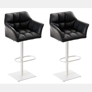 Juego de 2 taburetes de bar Damaso de polipiel Simil cuero Negro 45X64X88 cm