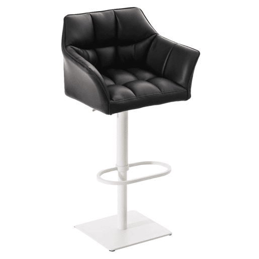 Juego de 2 taburetes de bar Damaso de polipiel Simil cuero Negro 45X64X88 cm
