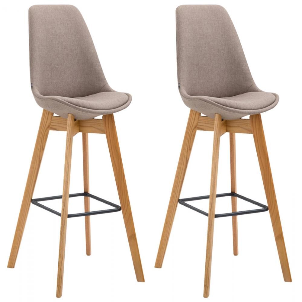 Set de 2 taburetes de bar metz tapizados en tela 48x56x112cm