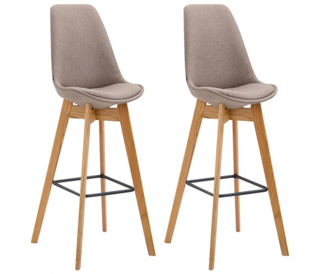 Set de 2 taburetes de bar metz tapizados en tela 48x56x112cm