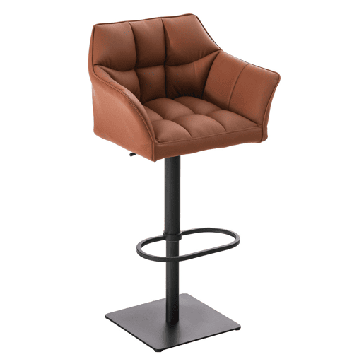 Juego de 2 taburetes de bar Damaso de polipiel Simil cuero Marrón claro 45X64X88 cm