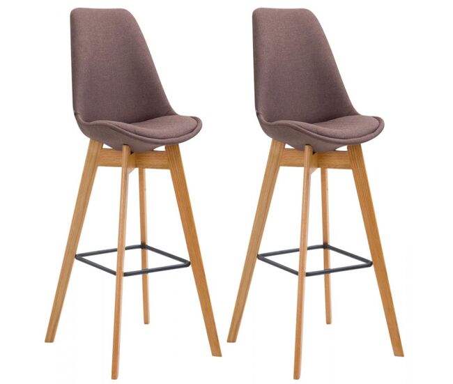 Set de 2 taburetes de bar metz tapizados en tela 48x56x112cm