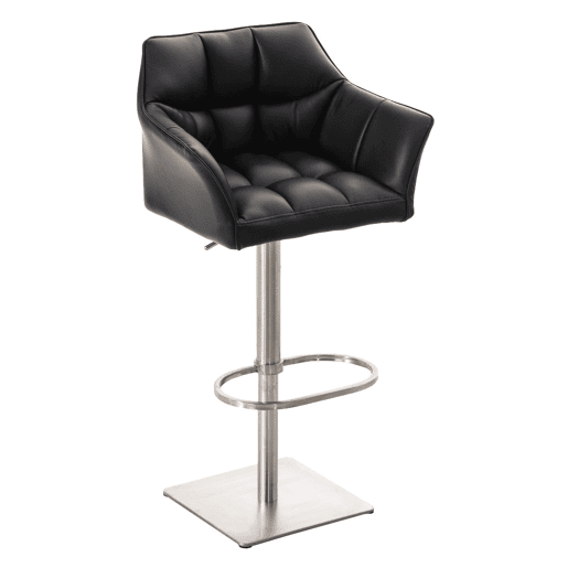 Juego de 2 taburetes de bar Damaso de polipiel Simil cuero Negro 45X64X88 cm