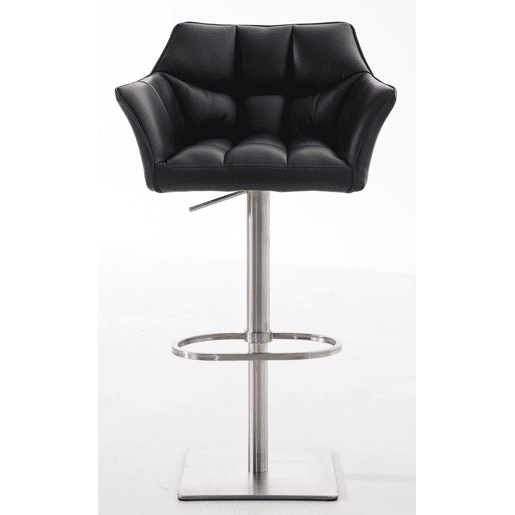 Juego de 2 taburetes de bar Damaso de polipiel Simil cuero Negro 45X64X88 cm