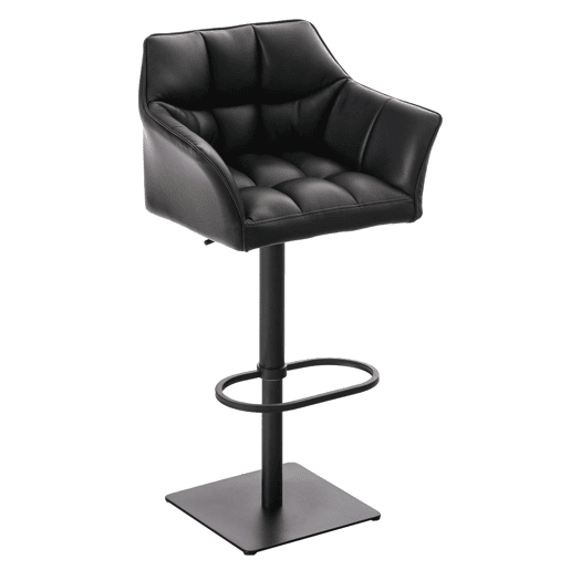 Juego de 2 taburetes de bar Damaso de polipiel Simil cuero Negro 45X64X88 cm