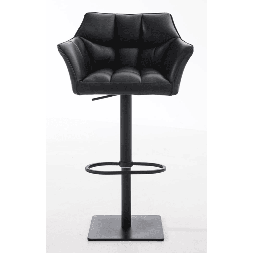 Juego de 2 taburetes de bar Damaso de polipiel Simil cuero Negro 45X64X88 cm