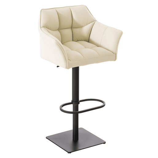 Juego de 2 taburetes de bar Damaso de polipiel Simil cuero Crema 45X64X88 cm