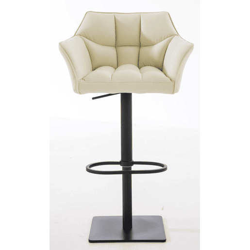 Juego de 2 taburetes de bar Damaso de polipiel Simil cuero Crema 45X64X88 cm