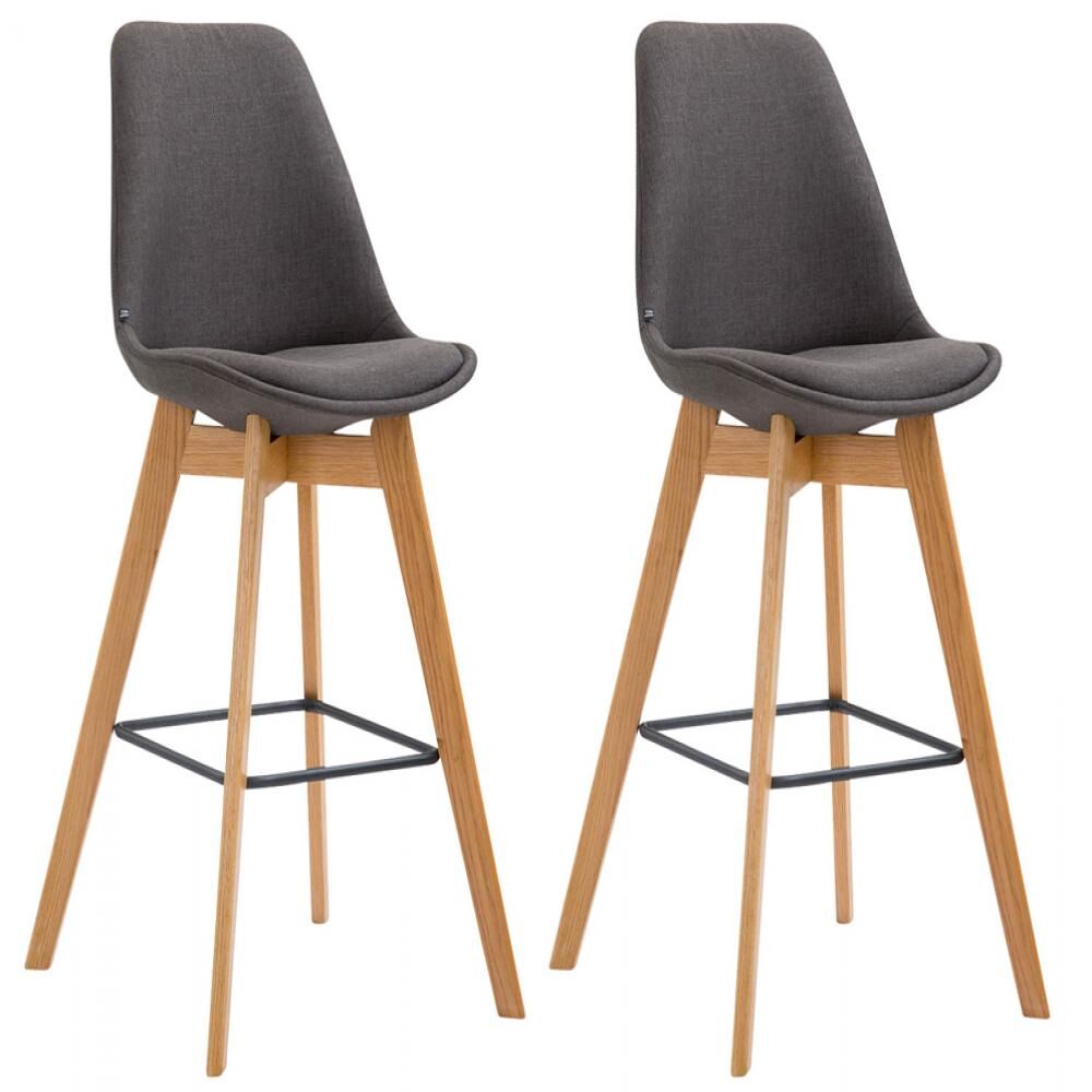 Set de 2 taburetes de bar metz tapizados en tela 48x56x112cm