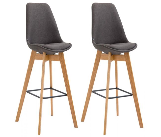 Set de 2 taburetes de bar metz tapizados en tela 48x56x112cm