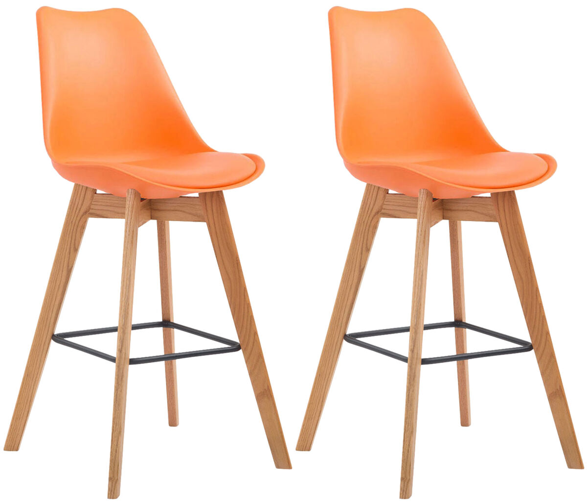Set de 2 taburetes de bar metz con asiento en polipropileno 48x56x112cm