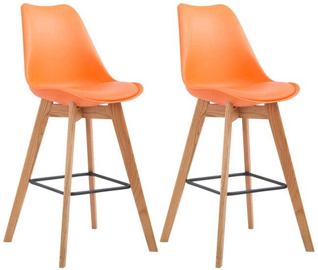 Set de 2 taburetes de bar metz con asiento en polipropileno 48x56x112cm