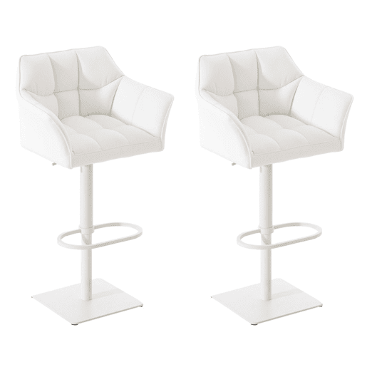 Juego de 2 taburetes de bar Damaso de polipiel Simil cuero Blanco 45X64X88 cm