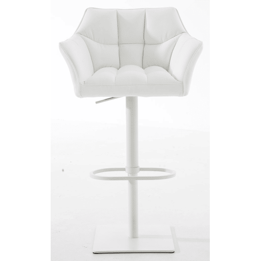 Juego de 2 taburetes de bar Damaso de polipiel Simil cuero Blanco 45X64X88 cm