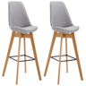 Set De 2 Taburetes De Bar Metz Tapizados En Tela Gris 56X48X112 cm