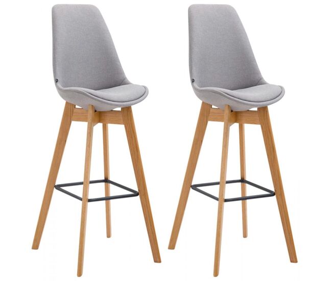 Set de 2 taburetes de bar metz tapizados en tela 48x56x112cm