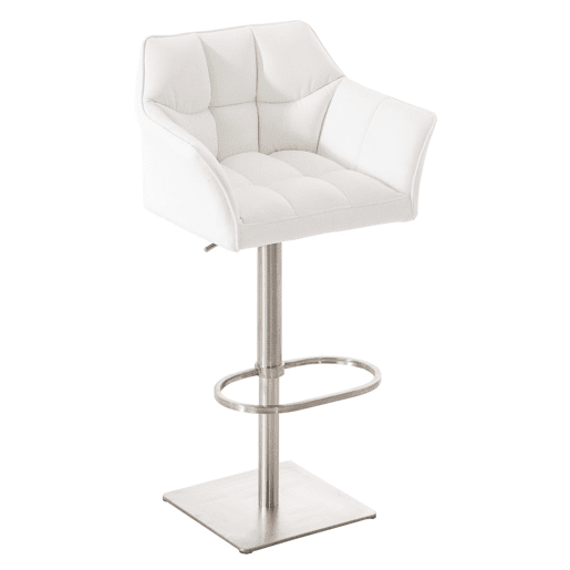 Juego de 2 taburetes de bar Damaso de polipiel Simil cuero Blanco 45X64X88 cm