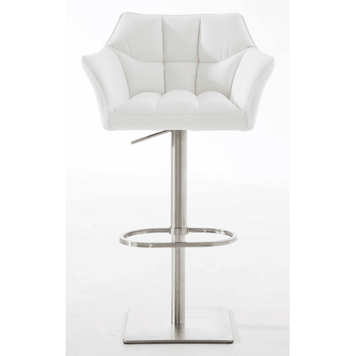 Juego de 2 taburetes de bar Damaso de polipiel Simil cuero Blanco 45X64X88 cm