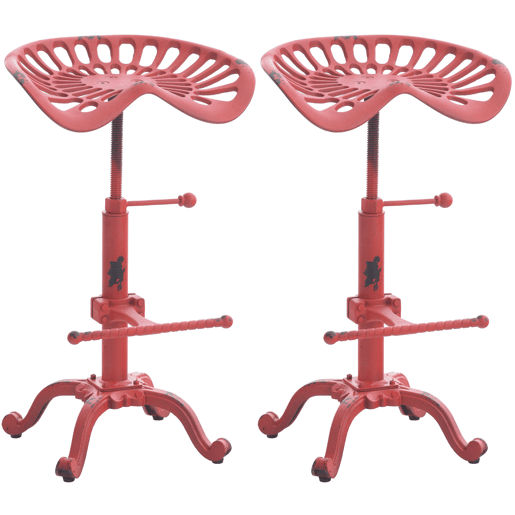 Set De 2 Taburetes De Bar Butch Metal Rojo 34X44X56 cm