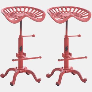 Set De 2 Taburetes De Bar Butch Metal Rojo 34X44X56 cm