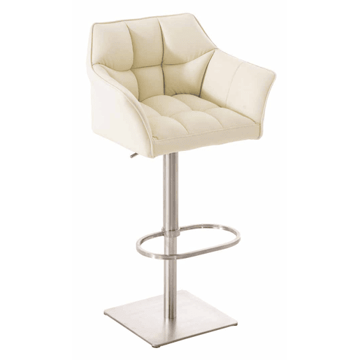 Juego de 2 taburetes de bar Damaso de polipiel Simil cuero Crema 45X64X88 cm