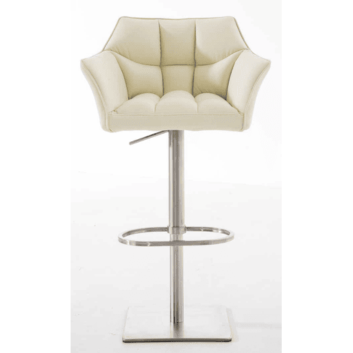 Juego de 2 taburetes de bar Damaso de polipiel Simil cuero Crema 45X64X88 cm
