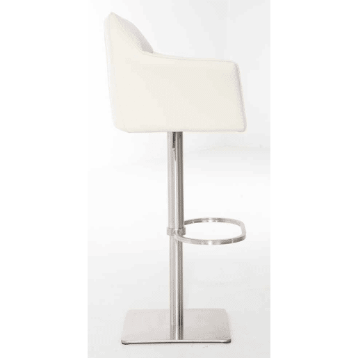 Juego de 2 taburetes de bar Damaso de polipiel Simil cuero Crema 45X64X88 cm