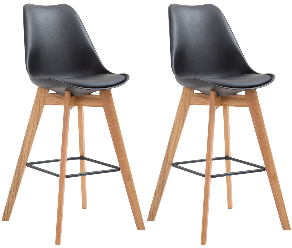 Set de 2 taburetes de bar metz con asiento en polipropileno 48x56x112cm