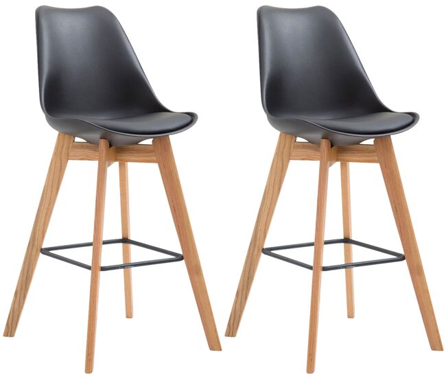 Set de 2 taburetes de bar metz con asiento en polipropileno 48x56x112cm