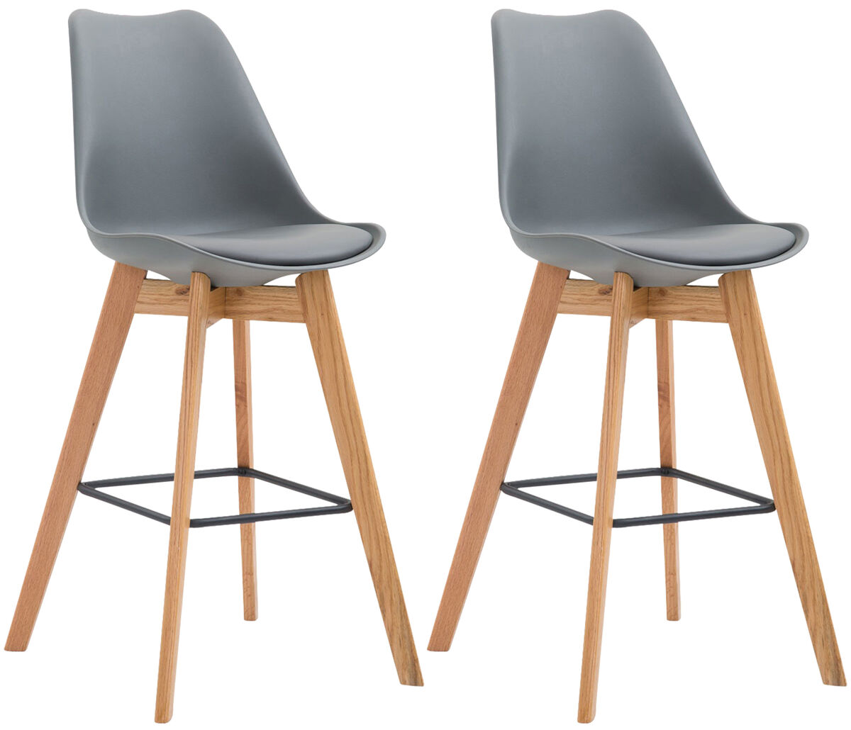 Set de 2 taburetes de bar metz con asiento en polipropileno 48x56x112cm