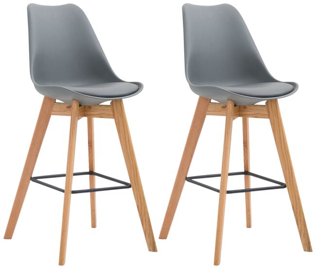 Set de 2 taburetes de bar metz con asiento en polipropileno 48x56x112cm
