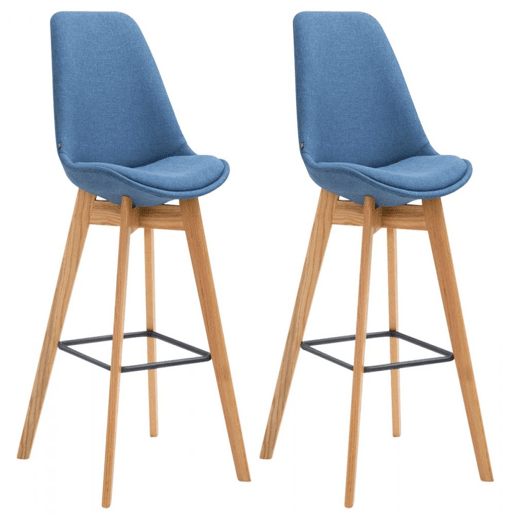 Set De 2 Taburetes De Bar Metz Tapizados En Tela Azul 56X48X112 cm Set De 2 Taburetes De Bar Metz Tapizados En Tela Azul 56X48X112 cm