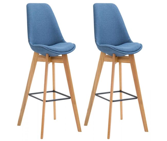 Set de 2 taburetes de bar metz tapizados en tela 48x56x112cm