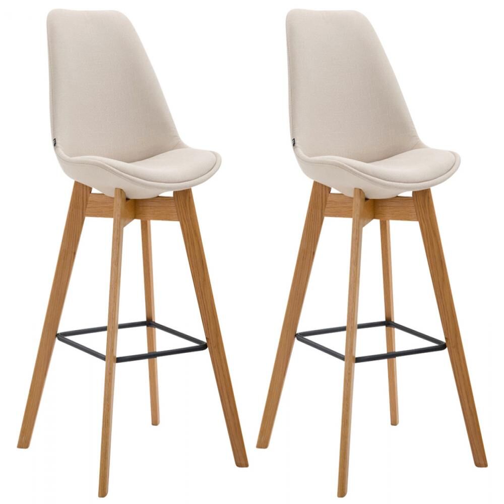 Set de 2 taburetes de bar metz tapizados en tela 48x56x112cm