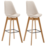 Set De 2 Taburetes De Bar Metz Tapizados En Tela Crema 56X48X112 cm