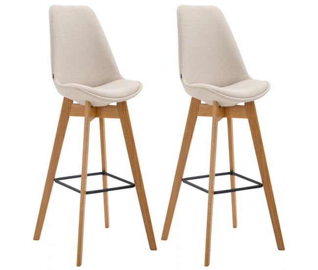 Set de 2 taburetes de bar metz tapizados en tela 48x56x112cm