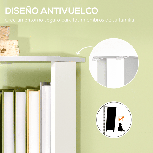 HOMCOM Estante de Livros em Forma de S Estante com 5 Prateleiras Abertas para Sala de Estar Escritório Estúdio Anti-Tombo Carga Máxima 100kg 33x28x161cm Branco e Cinza Claro