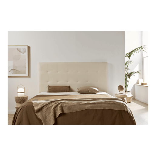 Cabeceira Estofada ATENEA Pele Sintética 190x120x8 cm - Branco escuro - Moonia