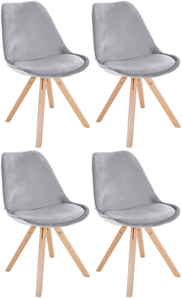 pack de 4 sillas de salon sofia en terciopelo gris claro 54x48x81 cm