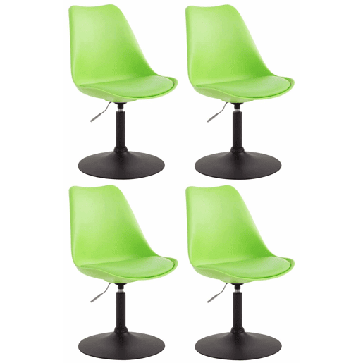 Set de 4 sillas de comedor Maverick con pie de trompeta Plástico Verde 57X48X76 cm