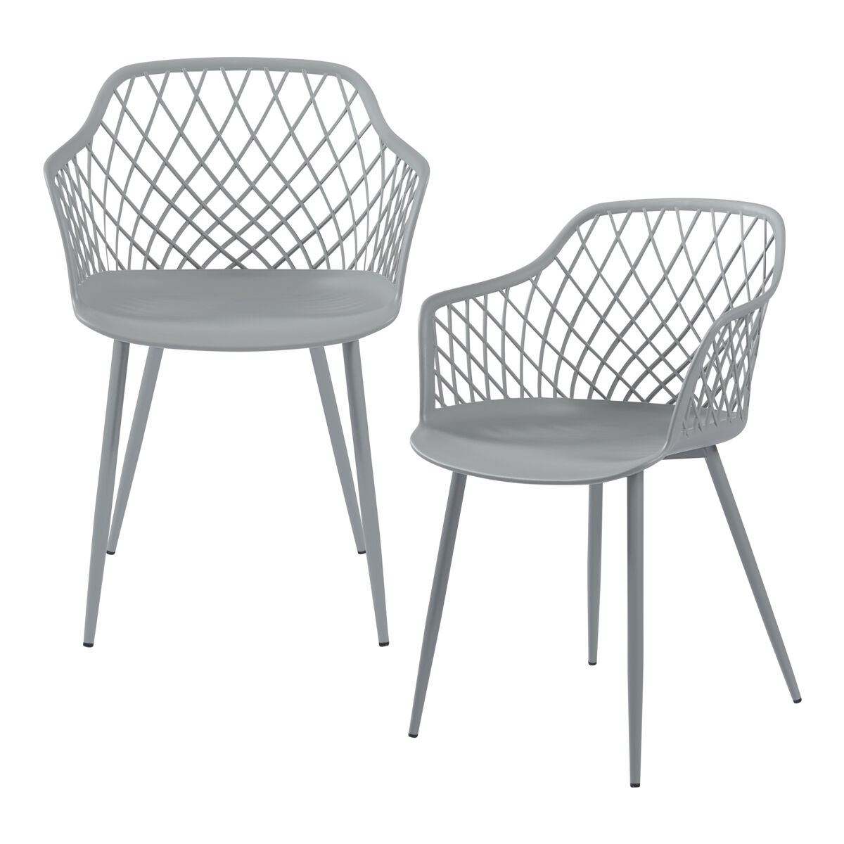 juego de 2 sillas de comedor kangasniemi con reposabrazos plastico y metal 80 x 56 x 52 cm - gris claro encasa
